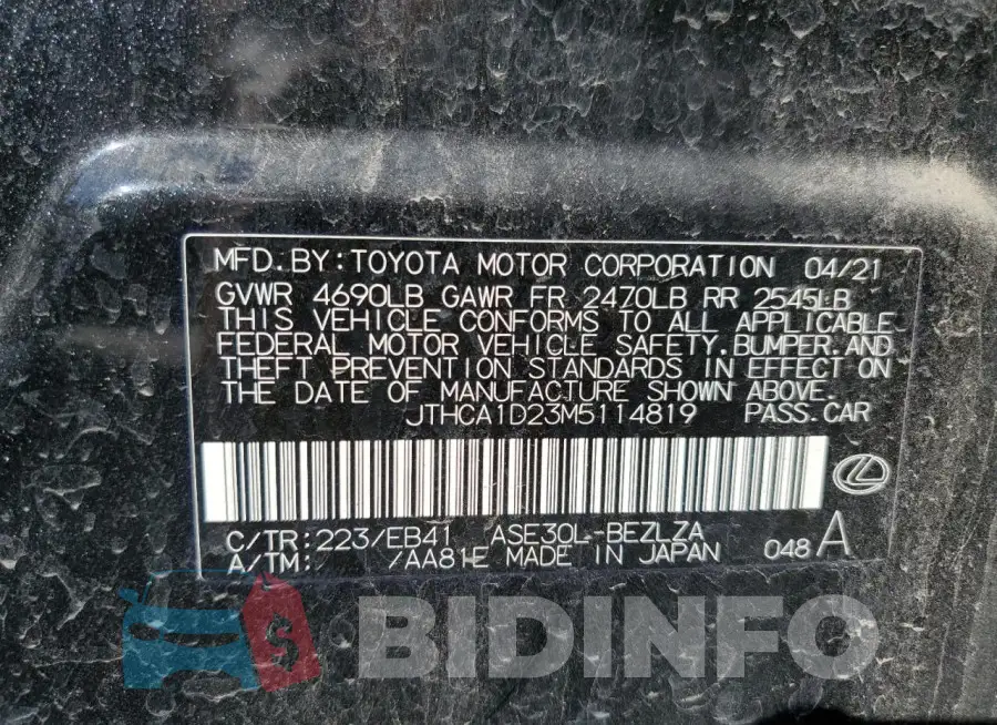 JTHCA1D23M5114819 Photo# 12
