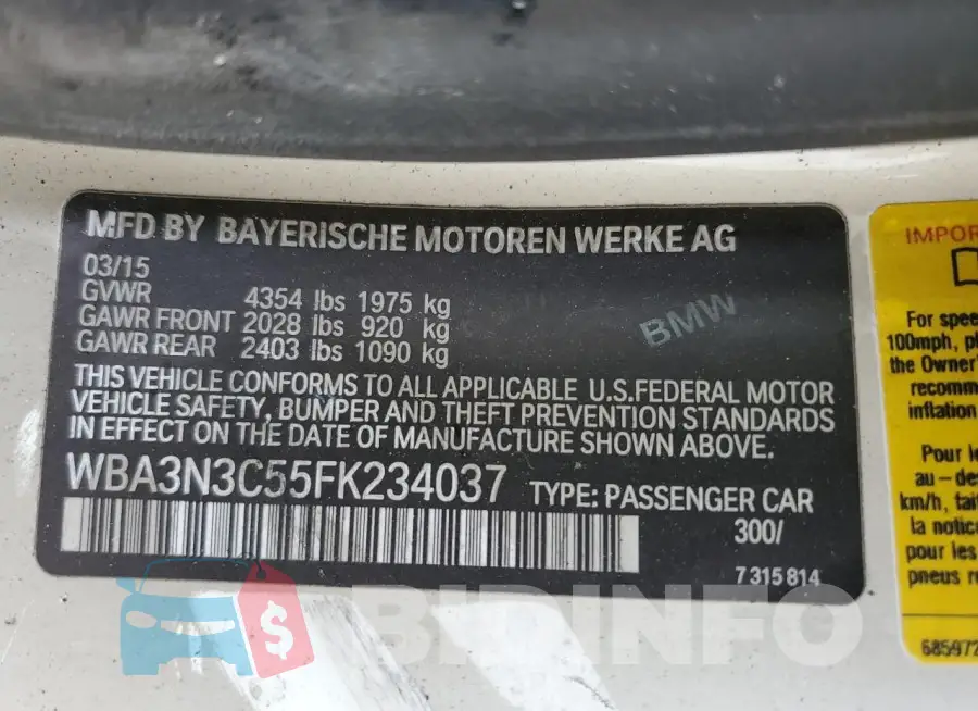 WBA3N3C55FK234037 Photo# 13
