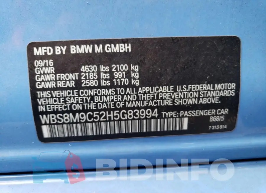WBS8M9C52H5G83994 Photo# 12