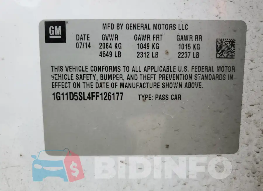 1G11D5SL4FF126177 Photo# 12