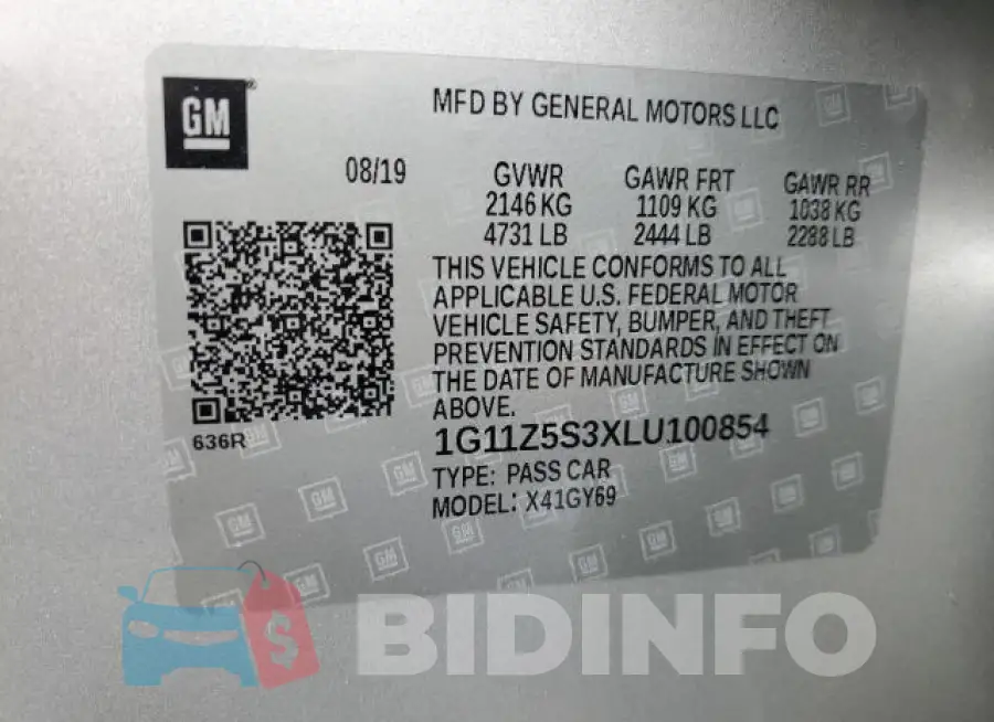 1G11Z5S3XLU100854 Photo# 13