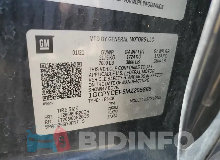 1GCPYCEF5MZ205885 Photo# 12