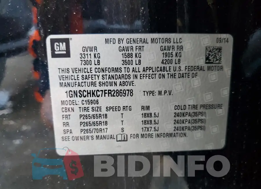 1GNSCHKC7FR286978 Photo# 13