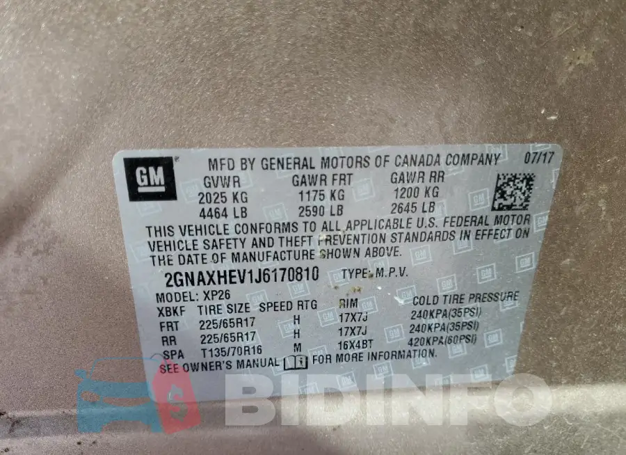 2GNAXHEV1J6170810 Photo# 14