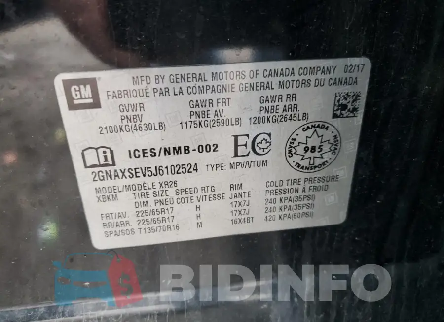 2GNAXSEV5J6102524 Photo# 13
