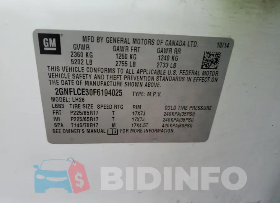 2GNFLCE30F6194025 Photo# 12
