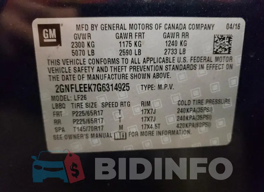 2GNFLEEK7G6314925 Photo# 13