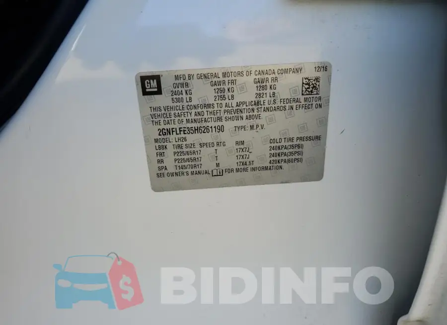 2GNFLFE35H6261190 Photo# 12
