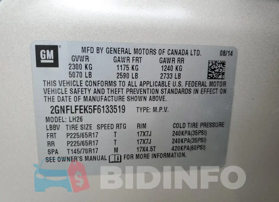2GNFLFEK5F6133519 Photo# 12