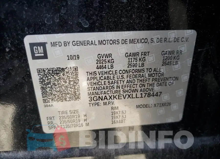3GNAXKEVXLL178447 Photo# 12