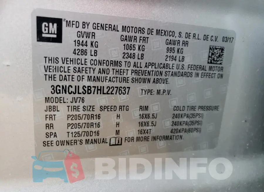 3GNCJLSB7HL227637 Photo# 12