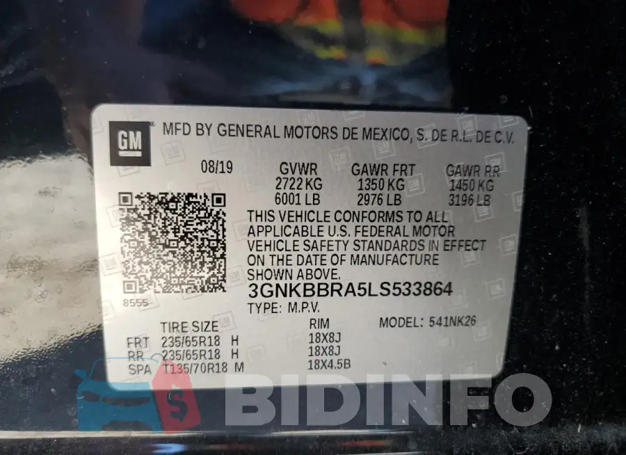 3GNKBBRA5LS533864 Photo# 12