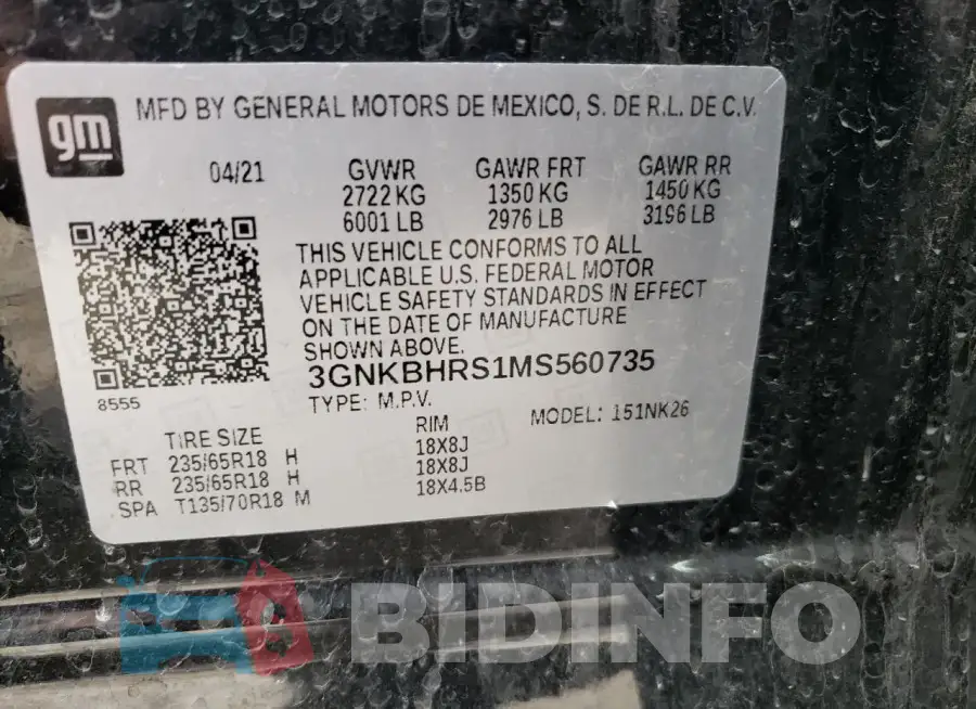3GNKBHRS1MS560735 Photo# 12