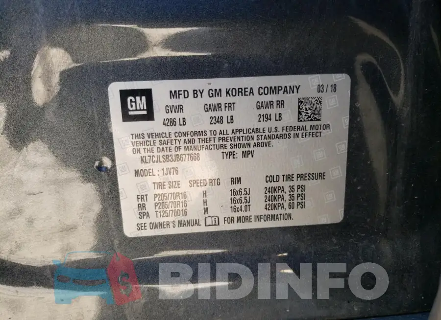 KL7CJLSB3JB677668 Photo# 12