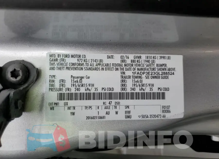 1FADP3E23GL288524 Photo# 12