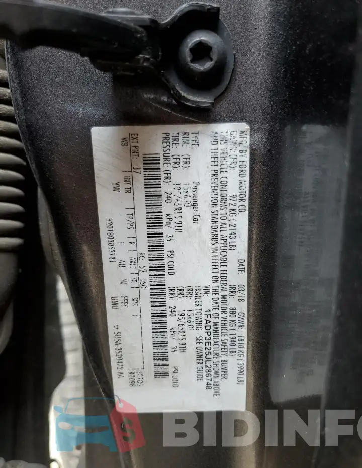 1FADP3E25JL286748 Photo# 12