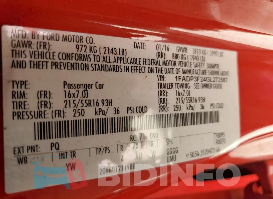 1FADP3F24GL272587 Photo# 12