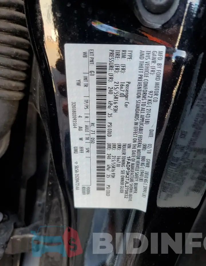 1FADP3K27JL270832 Photo# 12