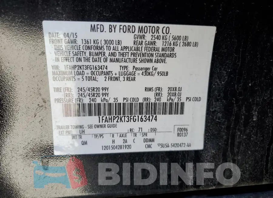 1FAHP2KT3FG163474 Photo# 12