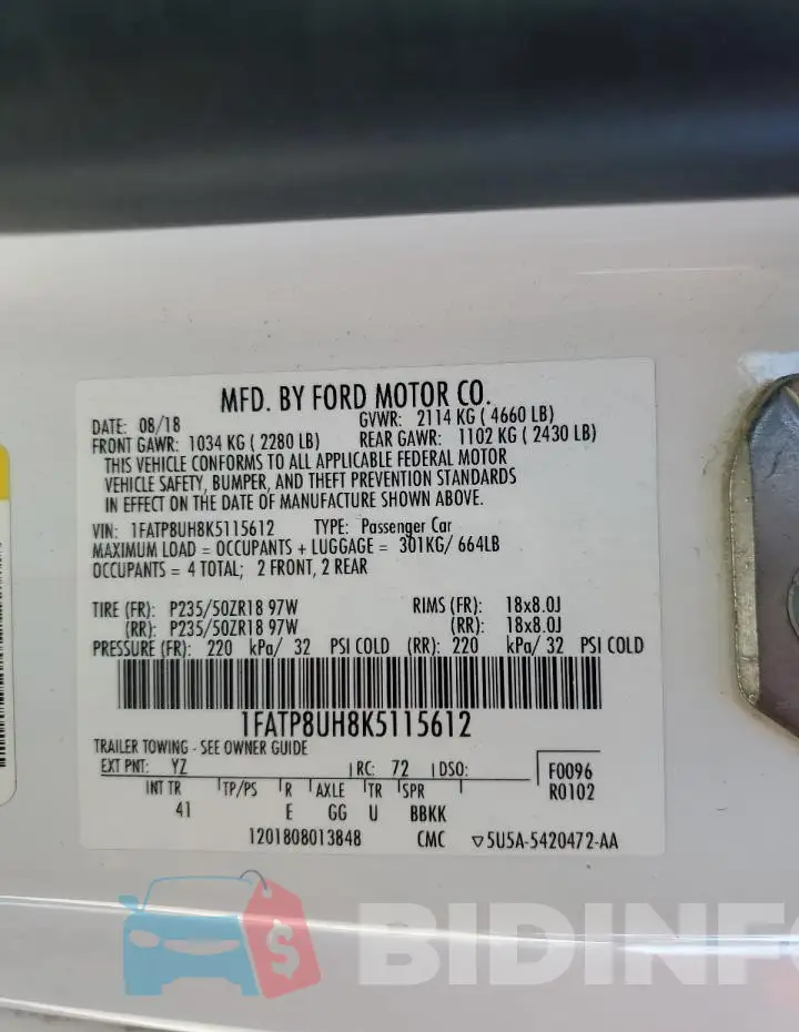 1FATP8UH8K5115612 Photo# 13