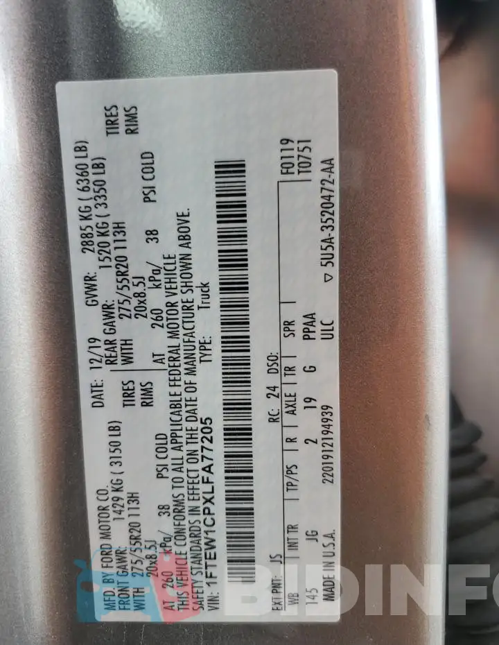 1FTEW1CPXLFA77205 Photo# 12