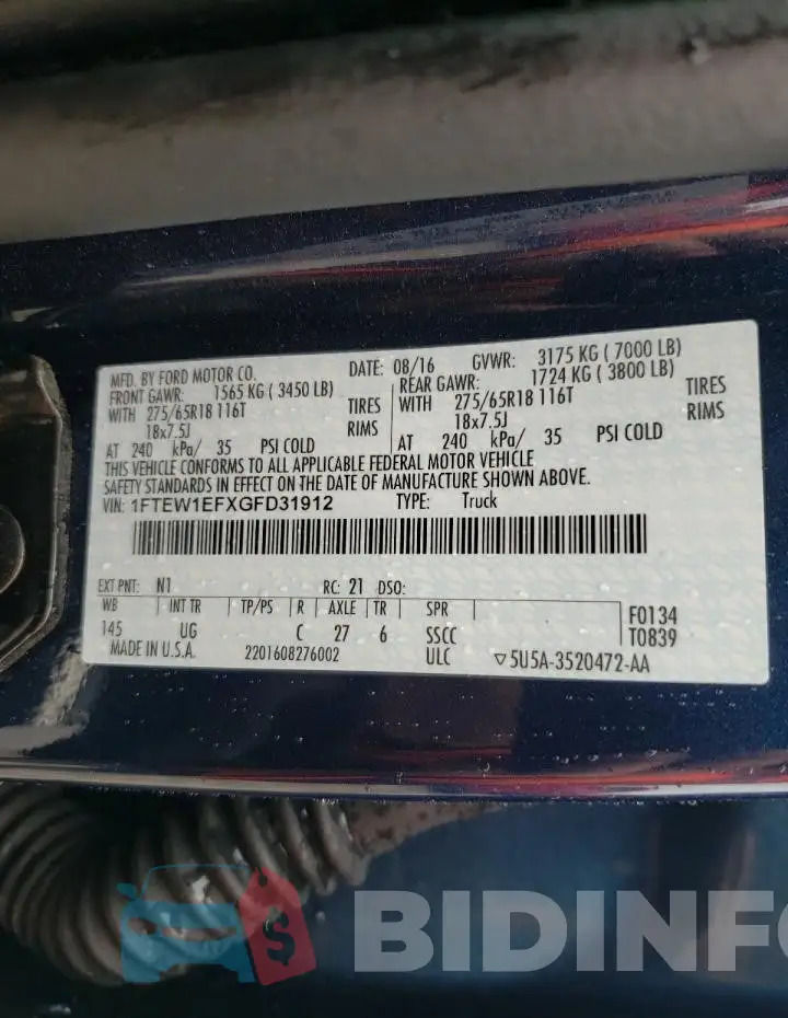 1FTEW1EFXGFD31912 Photo# 13
