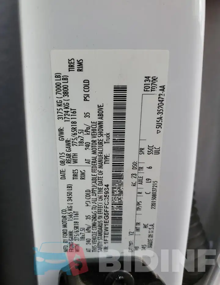 1FTEW1EG5FFC35984 Photo# 12
