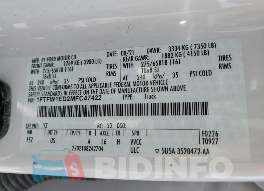 1FTFW1ED2MFC47422 Photo# 12