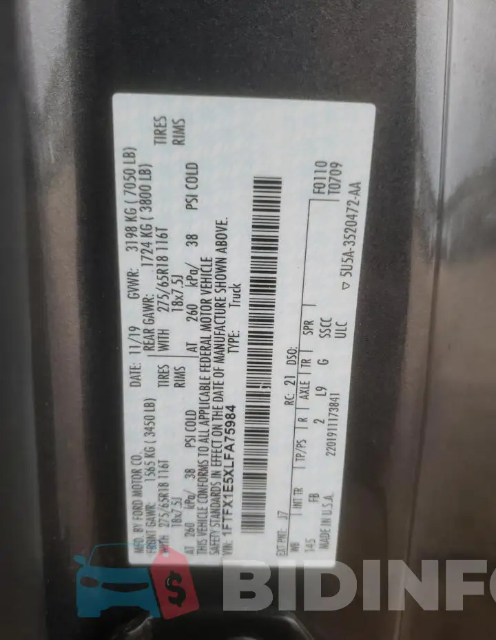 1FTFX1E5XLFA75984 Photo# 12