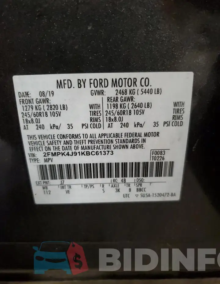 2FMPK4J91KBC61373 Photo# 13