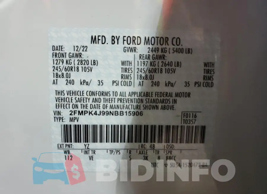 2FMPK4J99NBB15906 Photo# 13