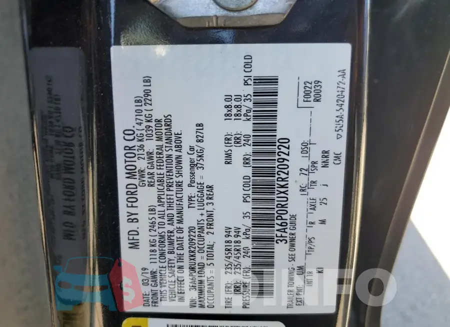 3FA6P0RUXKR209220 Photo# 13