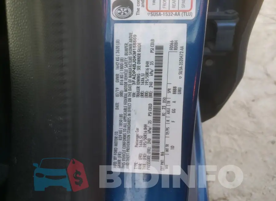 3FADP4BJ0KM158869 Photo# 13