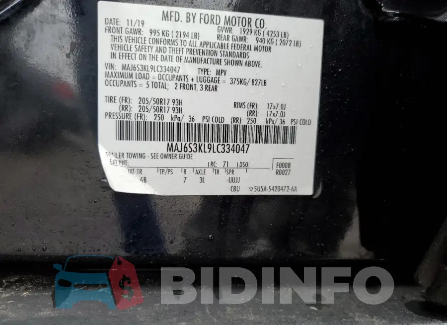 MAJ6S3KL9LC334047 Photo# 12