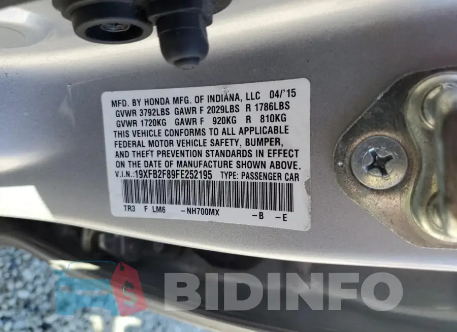 19XFB2F89FE252195 Photo# 12