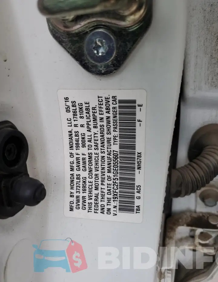 19XFC2F51GE055607 Photo# 12
