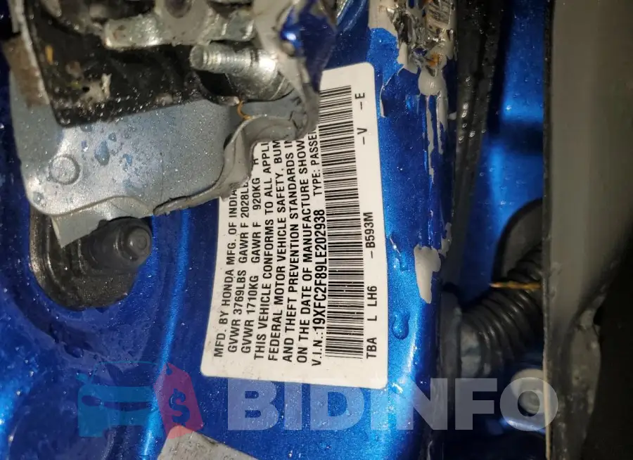 19XFC2F89LE202938 Photo# 12