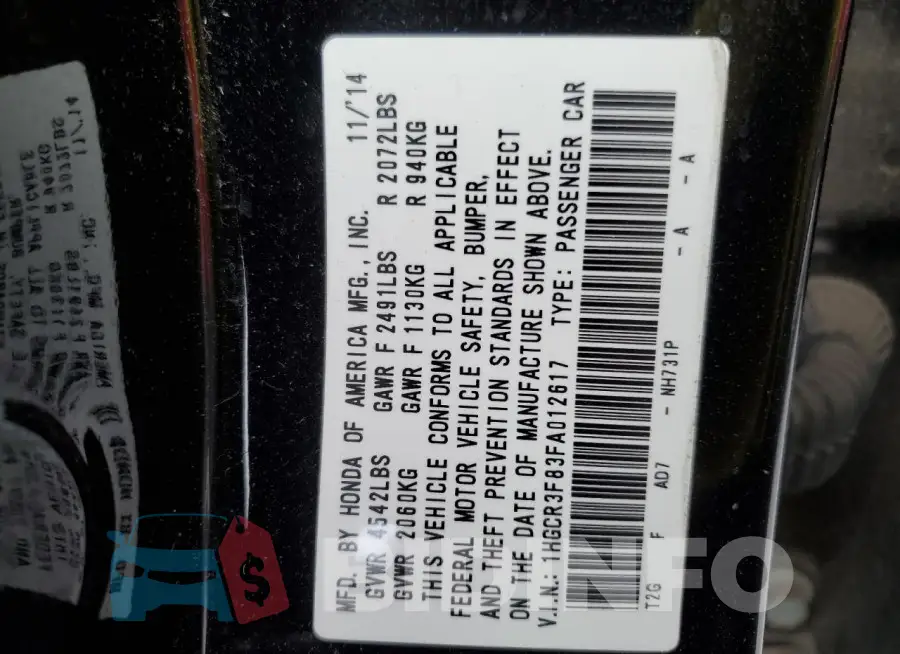 1HGCR3F83FA012617 Photo# 12