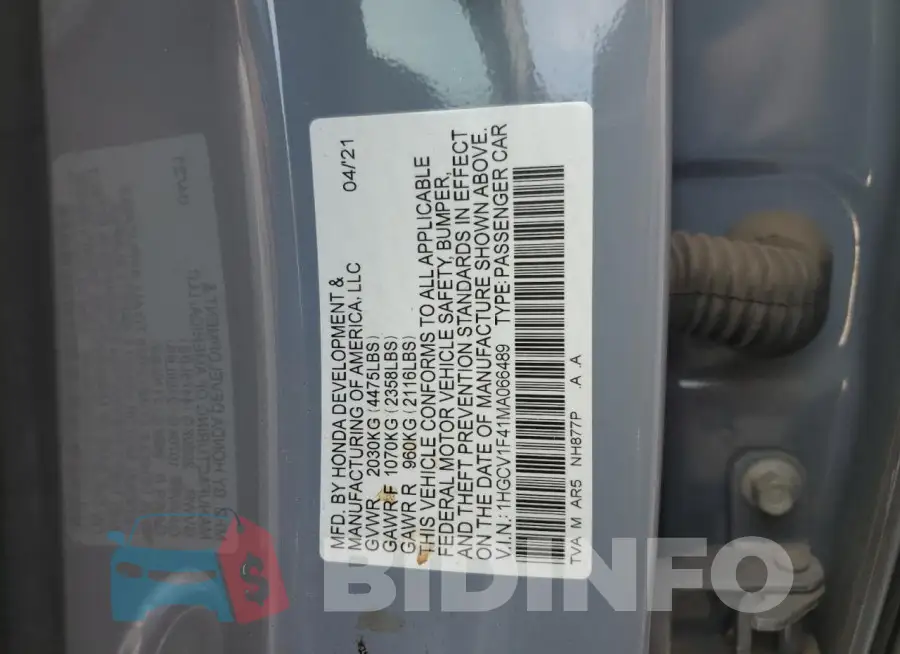 1HGCV1F41MA066489 Photo# 12