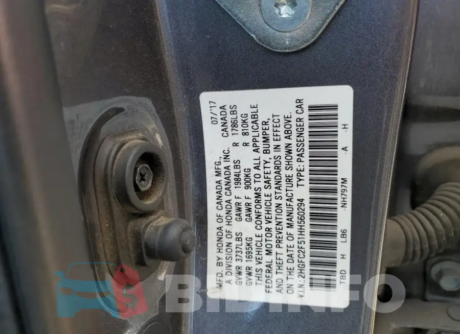 2HGFC2F51HH560294 Photo# 12