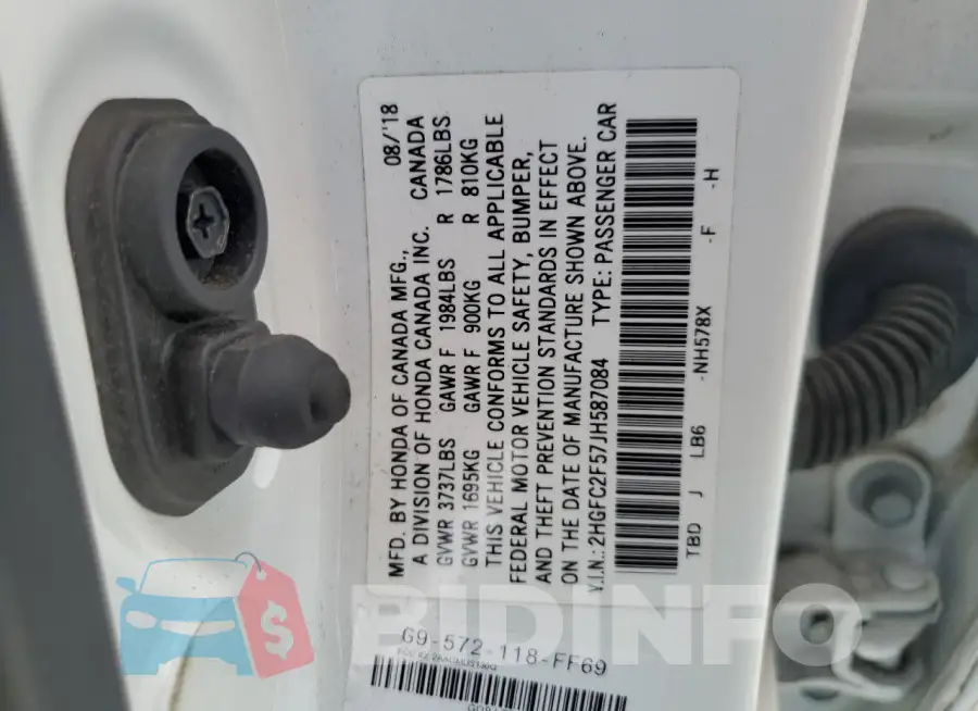 2HGFC2F57JH587084 Photo# 12
