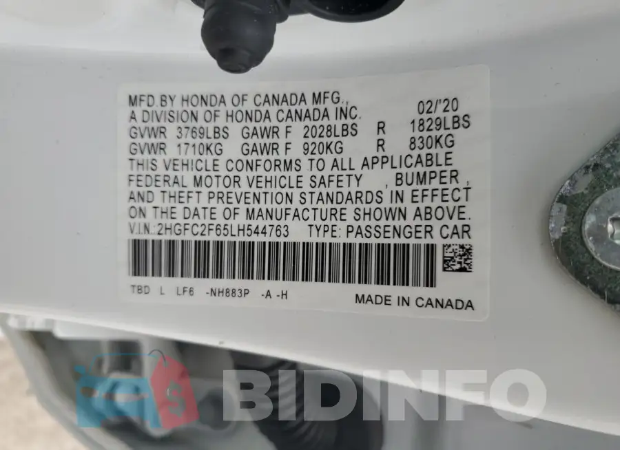 2HGFC2F65LH544763 Photo# 12
