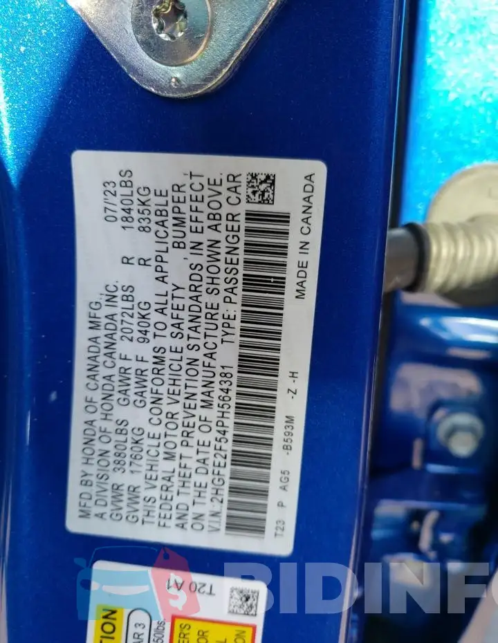 2HGFE2F54PH564381 Photo# 12