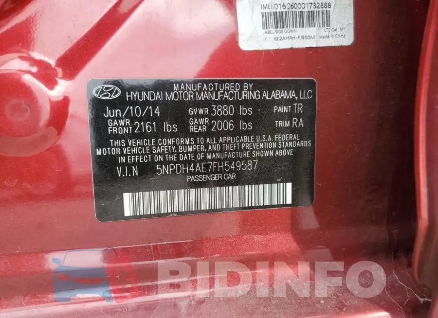 5NPDH4AE7FH549587 Photo# 12