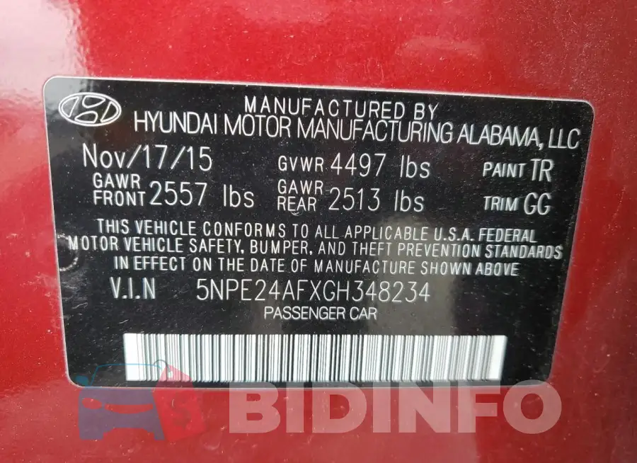 5NPE24AFXGH348234 Photo# 13