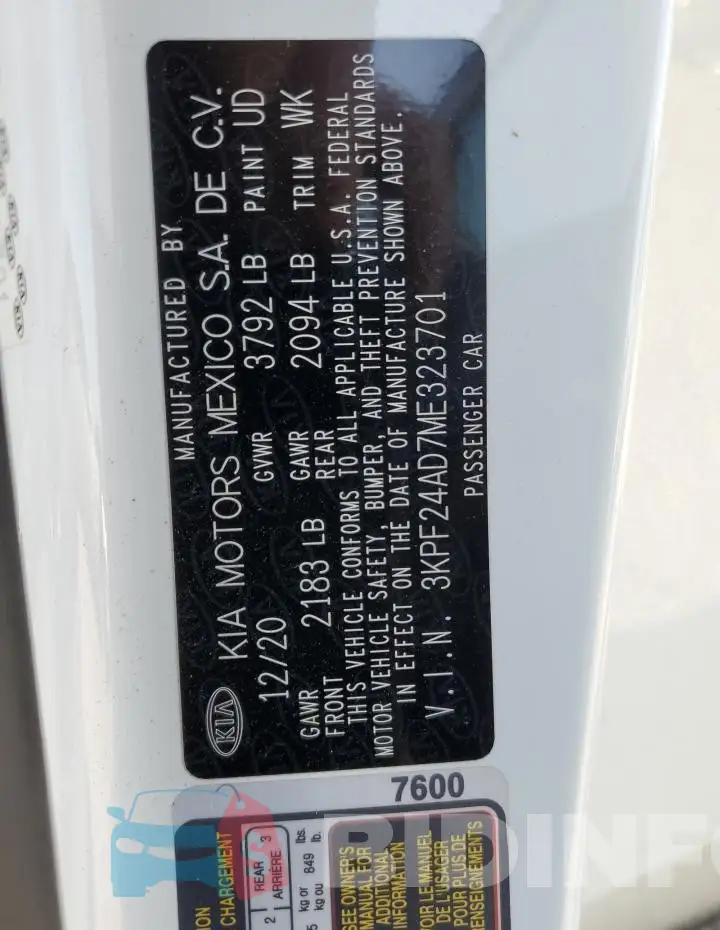 3KPF24AD7ME323701 Photo# 12