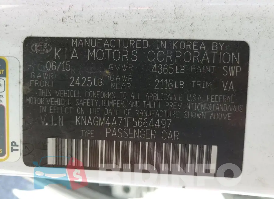 KNAGM4A71F5664497 Photo# 12