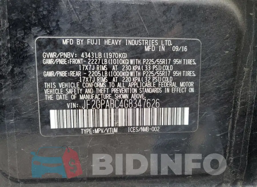 JF2GPABC4G8347626 Photo# 12