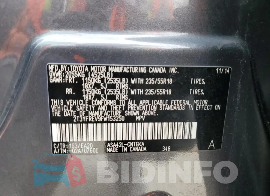 2T3YFREV9FW153250 Photo# 13