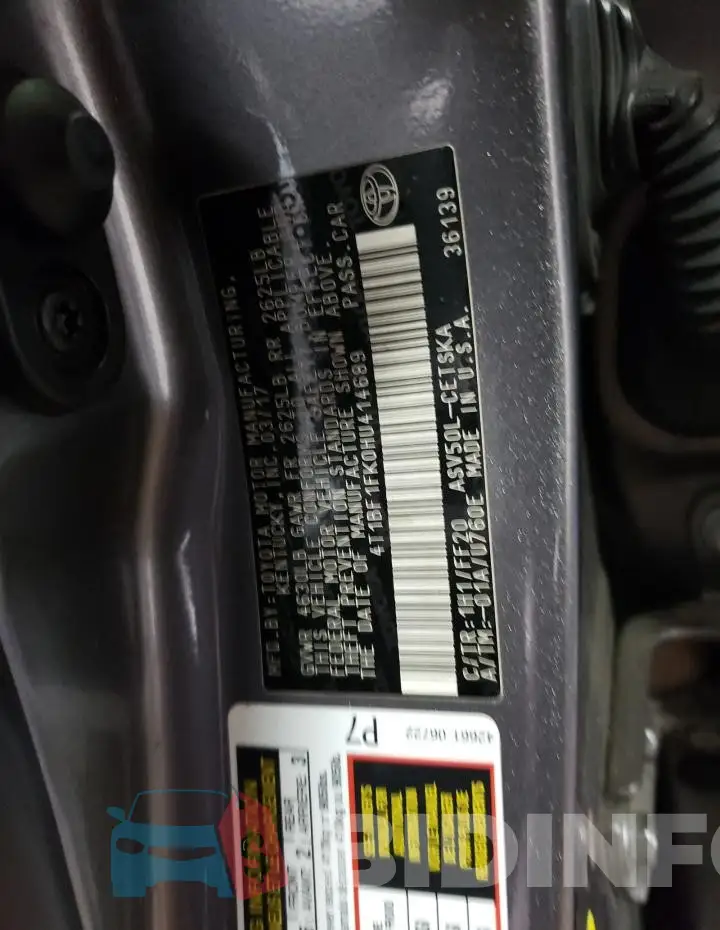 4T1BF1FK0HU414689 Photo# 12